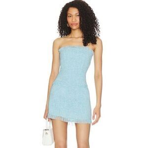 NWT Revolve More to Come Houda Strapless Blue Mini Dress Large